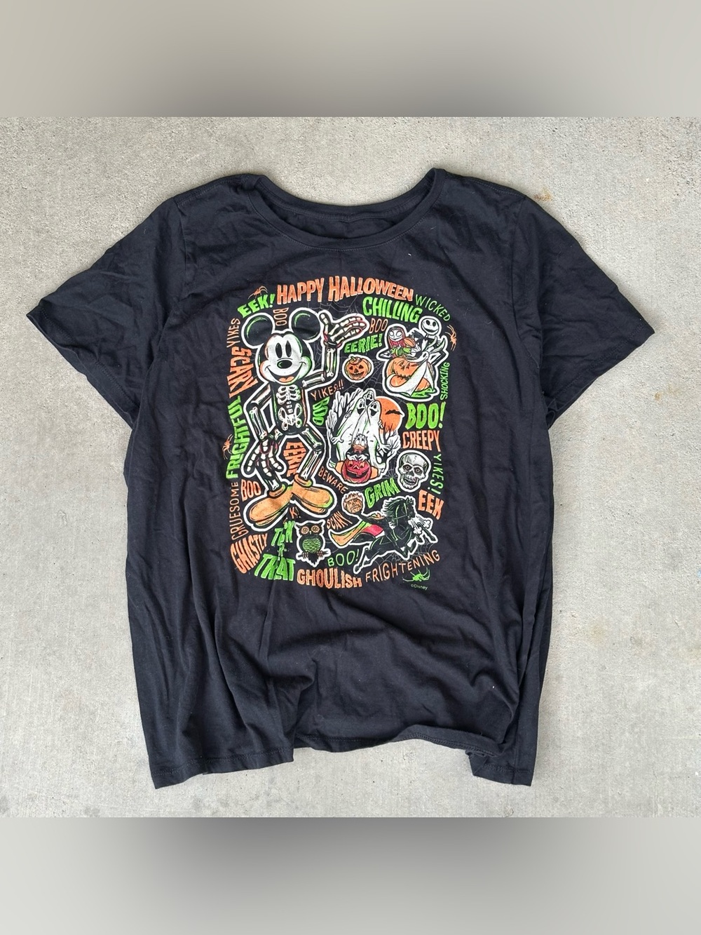 Disney Mickey Mouse Halloween Graphic T-Shirt Black Adult Size 2X